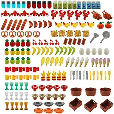 BAENRCY 180pcs Food Building Blocks Kitchen Sencery Accessories Food Set Building Bricks Kit DIY Building Set Compatible All Major Brands (#B) Cover