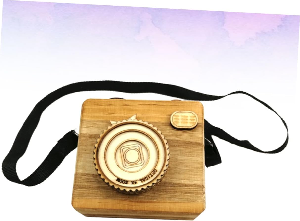 Creative Rotating Shutter Retro Camera Music Box Ornament Wooden Music Box Toy for Home Decor image 3