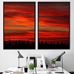 signwin 2 Piece Framed Canvas Wall Art Colorful...