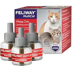 FELIWAY MultiCat Cat Calming Diffuser Refill (3 Pack, 90 Day Supply ) – Helps Reduce Fighting, Tension & Aggression Between Cats – Cat Pheromone Diffuser Refill for Multi‑Cat Homes