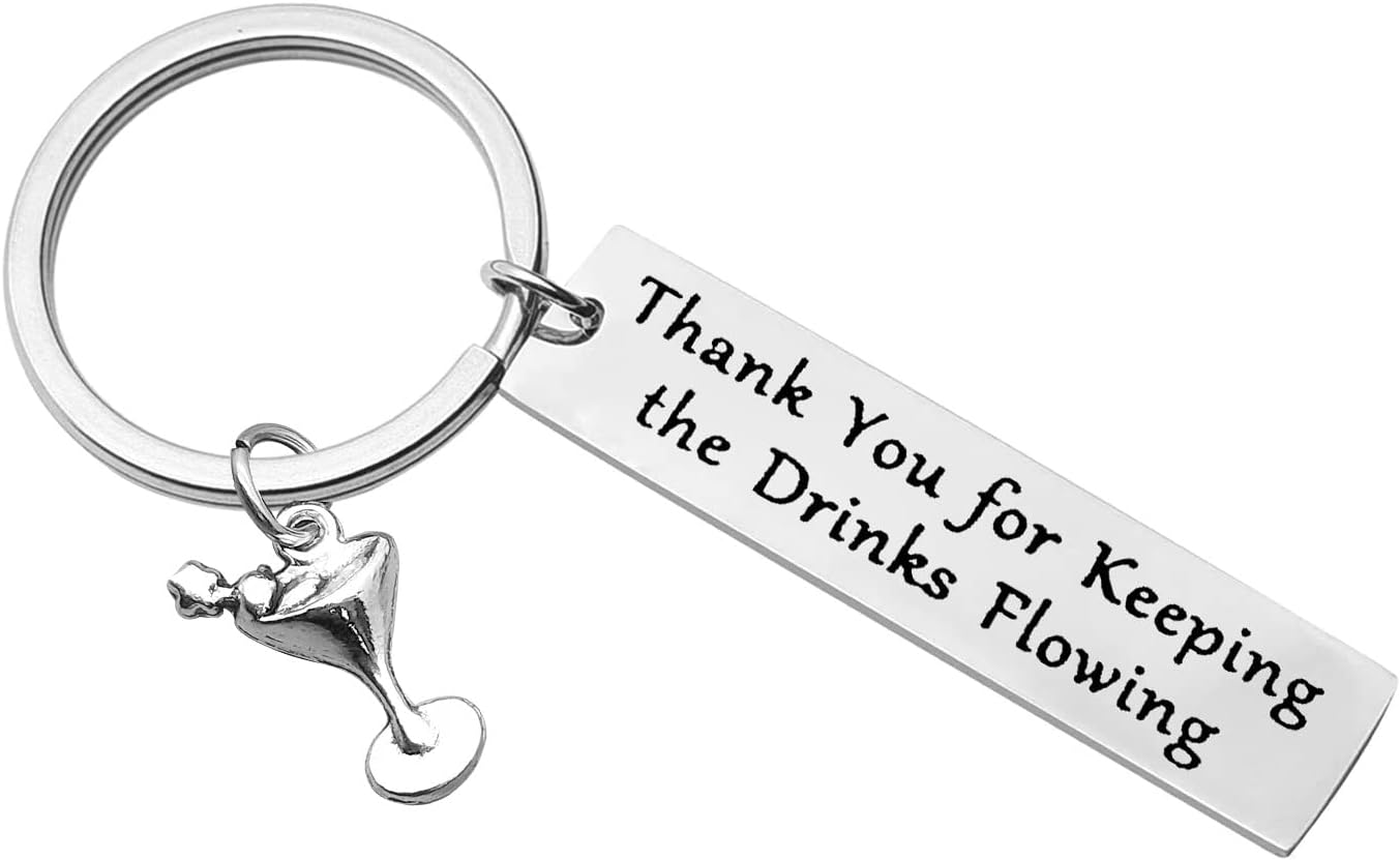 Bartender Appreciation Keychain - Thank You Gifts for Waiter, Waitress, Mixologist - Jewelry for Bartender Birthday, Christmas, Wedding, Retirement