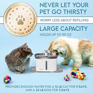 Veken 95oz28L Pet Fountain Automatic Cat Water Fountain Dog Water Dispenser with Replacement Filters for Cats Dogs Multiple Pets Grey Plastic
