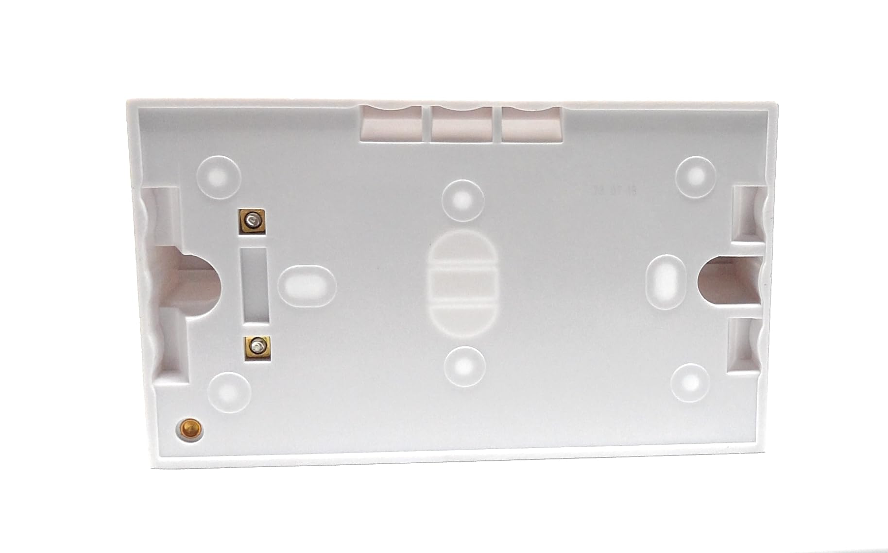 1pcs. Dual 2 Gang Surface Mount Back Box Pattress Box (47mm Deep) Fitted With Earth Terminals, White - Image 3
