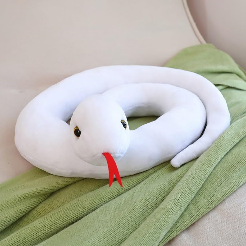 Giant Boa Constrictor 80 Inch Snake Plush Large Realistic Stuffed Animal Snake Plush Toy Gifts for Kids Birthday Party Prank Props (White) - Image 3