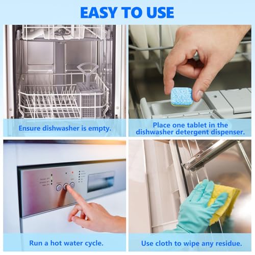 Image of Dishwasher Cleaner And Deodorizer Tablets 24 Pack,Deep Cleaning Descaler Pods for Dish Washer,Lemon Scented Dish Washer Machine Tablets for Limescale,Mineral Buildup, Odor,Septic Safe- 1 Year Supply