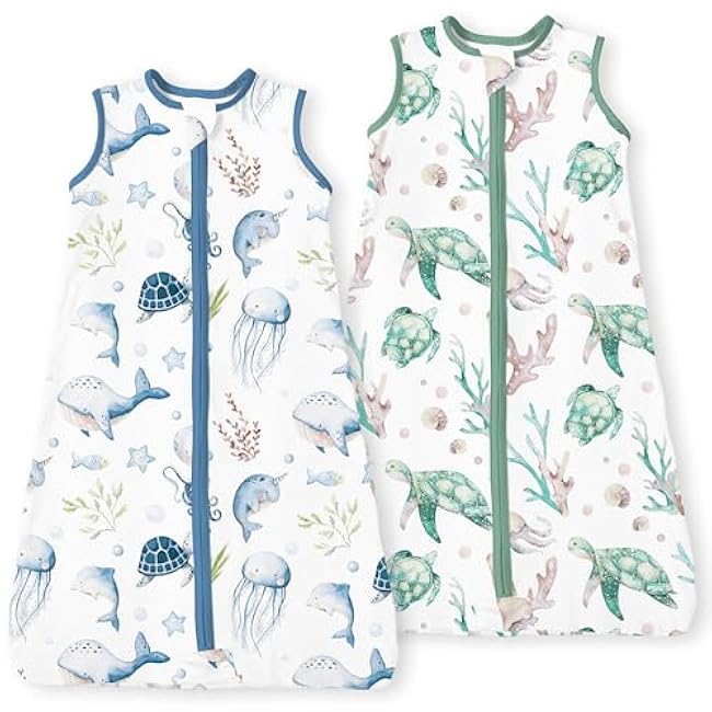 Toddler Sleep Sacks 2T-3T-4T, 0.5 TOG Light Summer Wearable Blankets, Extra Long XL Sleeping Bags, 2 Pack