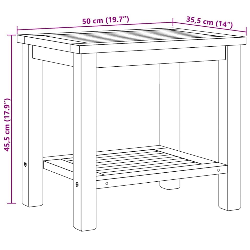 Genérico Mesa de centro marrón, 50 x 35 x 45 cm, madera de teca maciza, mesa baja moderna con superficie texturizada y patas a poste para salón o jardín