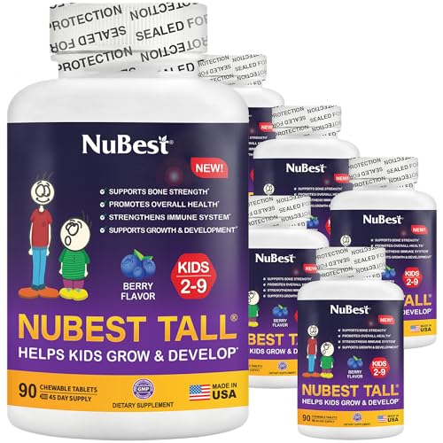 Image of NuBest Tall Kids - Toddlers Vitamins and Kids Vitamins for Age 2 to 9 - Support Bone Strength, Overall Health and Immunity - Animal Shapes - 540 Chewable Berry Tablets | Pack 6