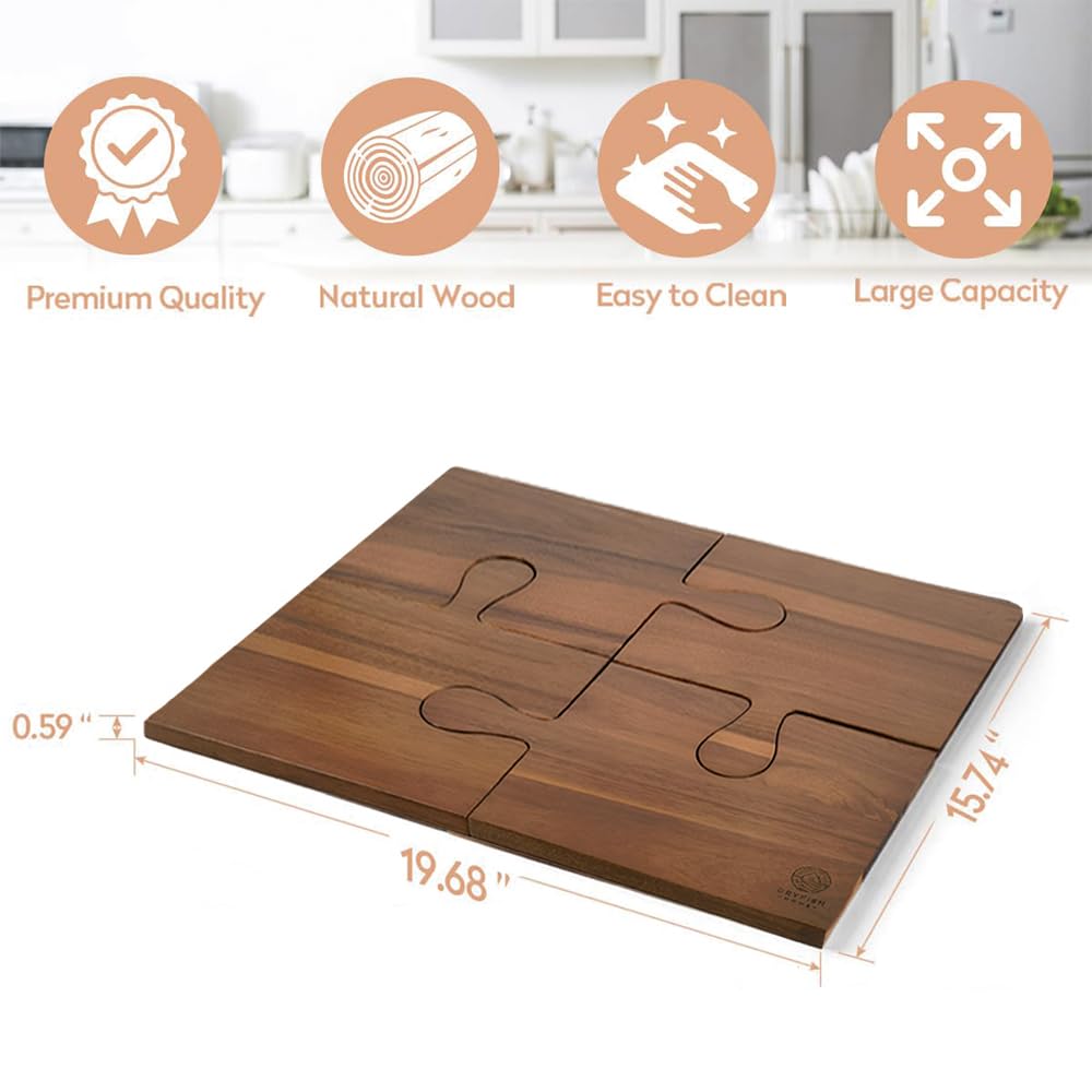 Dryfish Home Wooden Cheese Board - Jigsaw Cut, 50.04 cm x 39.88 cm - Image 4