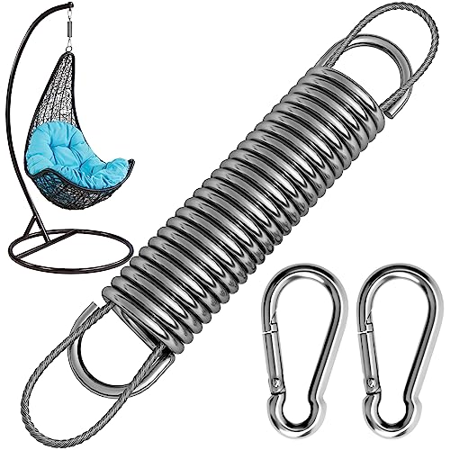 Hängesessel Feder Swing Spring mit 300 kg Tragkraft - 2 M10 Karabiner, 1 drehbarer Ring & 1 Feder - Edelstahl 304 Aufhängung für Hängesessel, Boxsack & Yoga