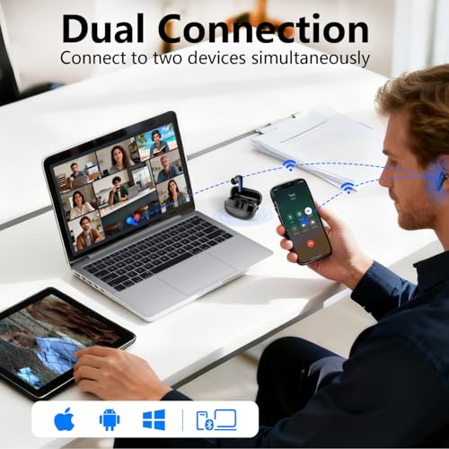 KVANCEGR Active Noise Cancelling Wireless Earbuds with 60 Hour Long Battery Life,Bluetooth 5.4 in-Ear Earphones,Multi-Device Pairing,Enhanced Clear Call,Hi-Fi Stereo Ear Buds for Sport Walk — view 6