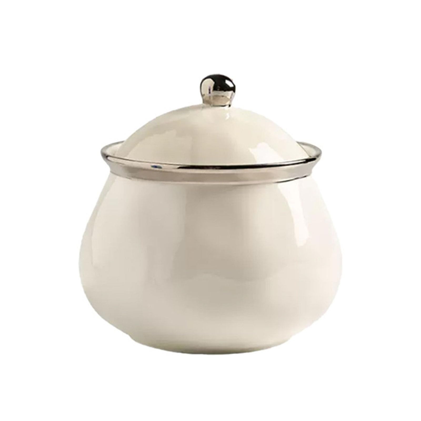 Pentola per Salsa di Soia in Ceramica da Cucina Barattolo di strutto in ceramica olio peperoncino for uso domestico con barattolo condimento coperchio per Uso Cucina(bianca)