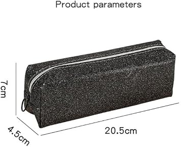Flash Solid Color Large Capacity Glitter School Supplies Girls' Pencil Box(Black)