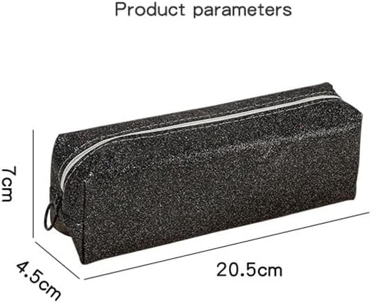 Flash Solid Color Large Capacity Glitter School Supplies Girls' Pencil Box(Black)