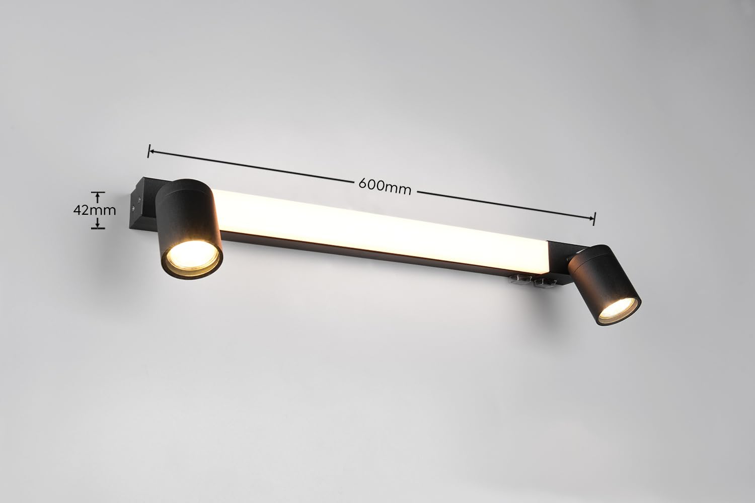 Trio Leuchten LED Badezimmer Wandleuchte Enrico 281470332, Metall Schwarz matt, 6.5 Watt LED, exkl. 2x GU10, Lichtfarbe einstellbar