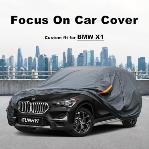 Image of GUNHYI Premium Car Cover Custom Fit BMW X1 (2009-2026), 16 Layers Heavy Duty Car Cover Waterproof All Weather with Zipper Door for Sun Rain Snow Dust Uv Protection