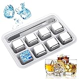 wrtgerht Edelstahl-Eiswürfel, Wiederverwendbare Kühlsteine, Whiskey-Felsen, Eiskühler for Bier, Wein, Kaffee, Bar, Partygeschenke Küchengeräte