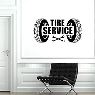 NSRJDSYT Reifenservice Autowerkstatt Wandaufkleber Reifenmontage Garagendekor Vinyl Aufkleber wasserdichte Wandkunst DIY W...
