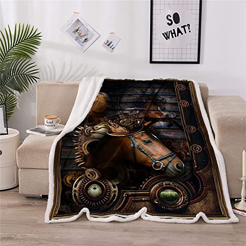 Onecmore Horse Gifts For Girls,Horse Blanket, Gifts For Horse Lovers Blanket, Horse Gifts For Women,Warm Soft Horse Lovers Theme Sherpa Thick Throw Blanket For Bed Sofa Office #TOP1