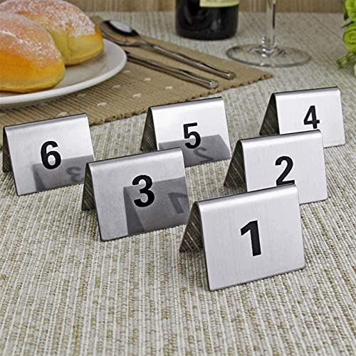 Placa para mesas de restaurante y eventos numerada en acero inoxidable de larga duración 4