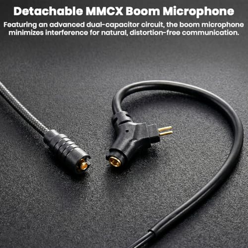 Image of AUDIOCULAR BOOM-X Gaming IEM TypeC Upgrade Cable with Boom Mic, APP Support, Built-in KT02H20P DAC chip (32-Bit /384kHz), 0.78mm 2-Pin, 4N OFC,In-Line Mute & Controls, Esports & FPS Gaming (Black)
