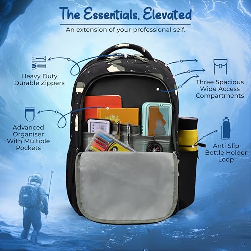 Image of Gear Lost In Space 17 inch /30L Large Water Resistant School Bag | Casual Backpack | Daypack | Travel Backpack | Kids Bag for Boys /Girls (Black - Black)