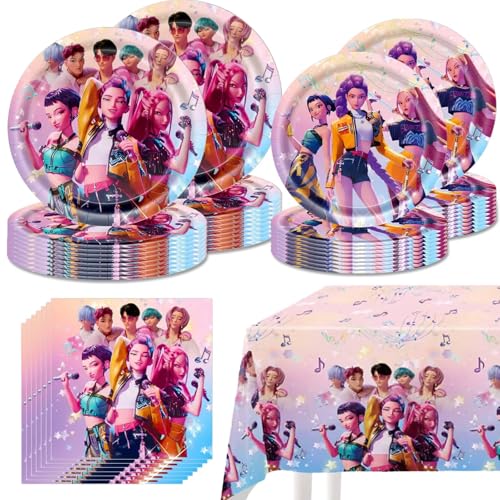 Demon Movie Hunters Party Tableware 20 Plates and 20 Napkins and Tablecloth71  x 42 Demon Movie Hunters Party Birthday Party Decorate Supplies