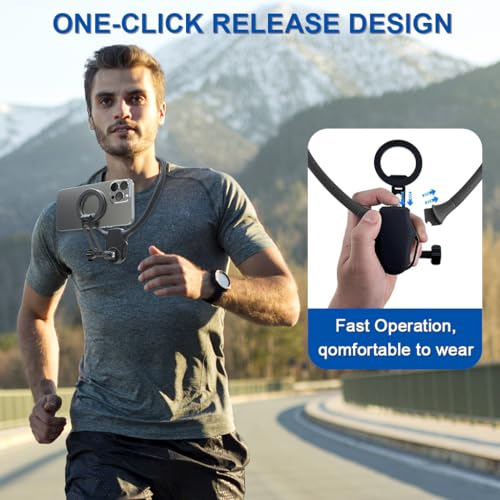 Image of ZORBES 2-in-1 Magnetic Neck Phone Mount, Adjustable Chest Harness POV Camera Holder for Hands-Free Vlogging with Strong Magnetic Grip Compatible with Filming, Cooking, Sports and Live Streaming