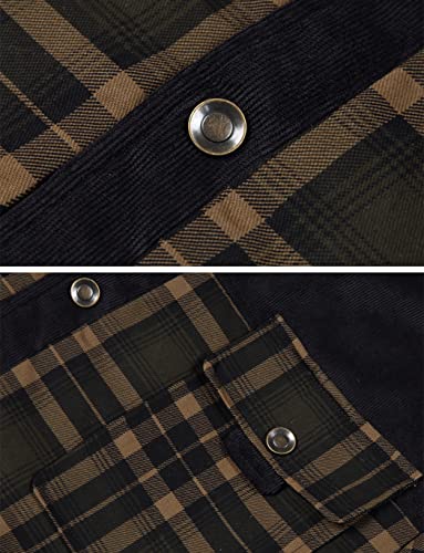 Haellun Men's Long Sleeve Sherpa Lined Shirt Jacket Flannel Plaid Fleece Coats - image 5