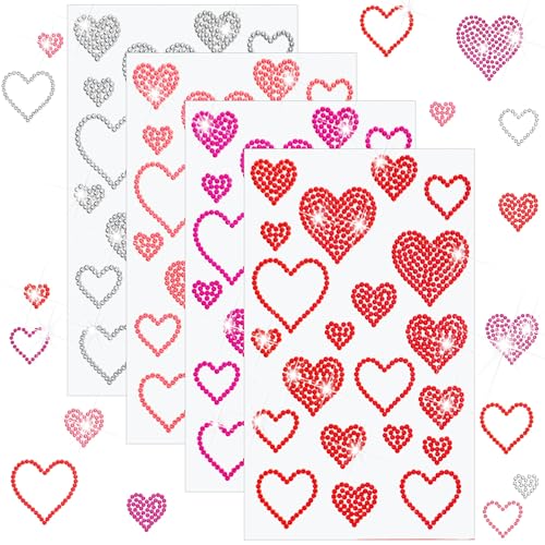 Image of Epakh 84 Glitter Bling Rhinestone Sticker, Heart, Multicolor | Self Adhesive Gem Stickers for Phone Laptop Car Face Makeup, Sparkly Crystal Rhinestone Decals for Gifts Craft Projects