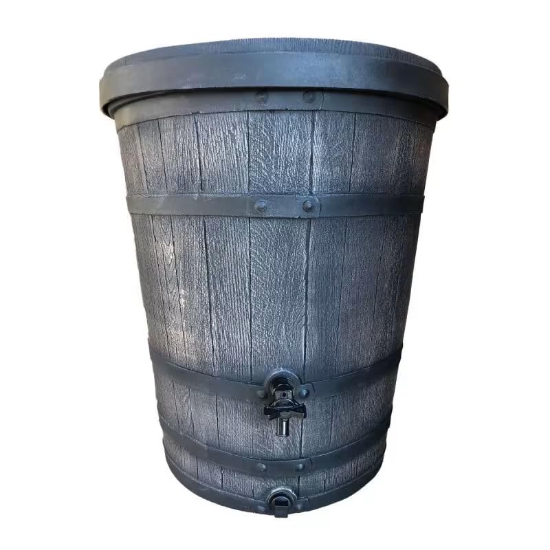 YERD Regenfass 130 Liter Konisch in Holz Optik wie Echt Holz