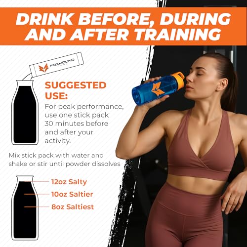 Image of Foxhound Performance Drink Mix | Energy, Hydration, Recovery | Clean Blend of Electrolytes, Vitamins, Carbs and Caffiene for Men and Women | Natural Ingredients | 16 Stick Packs