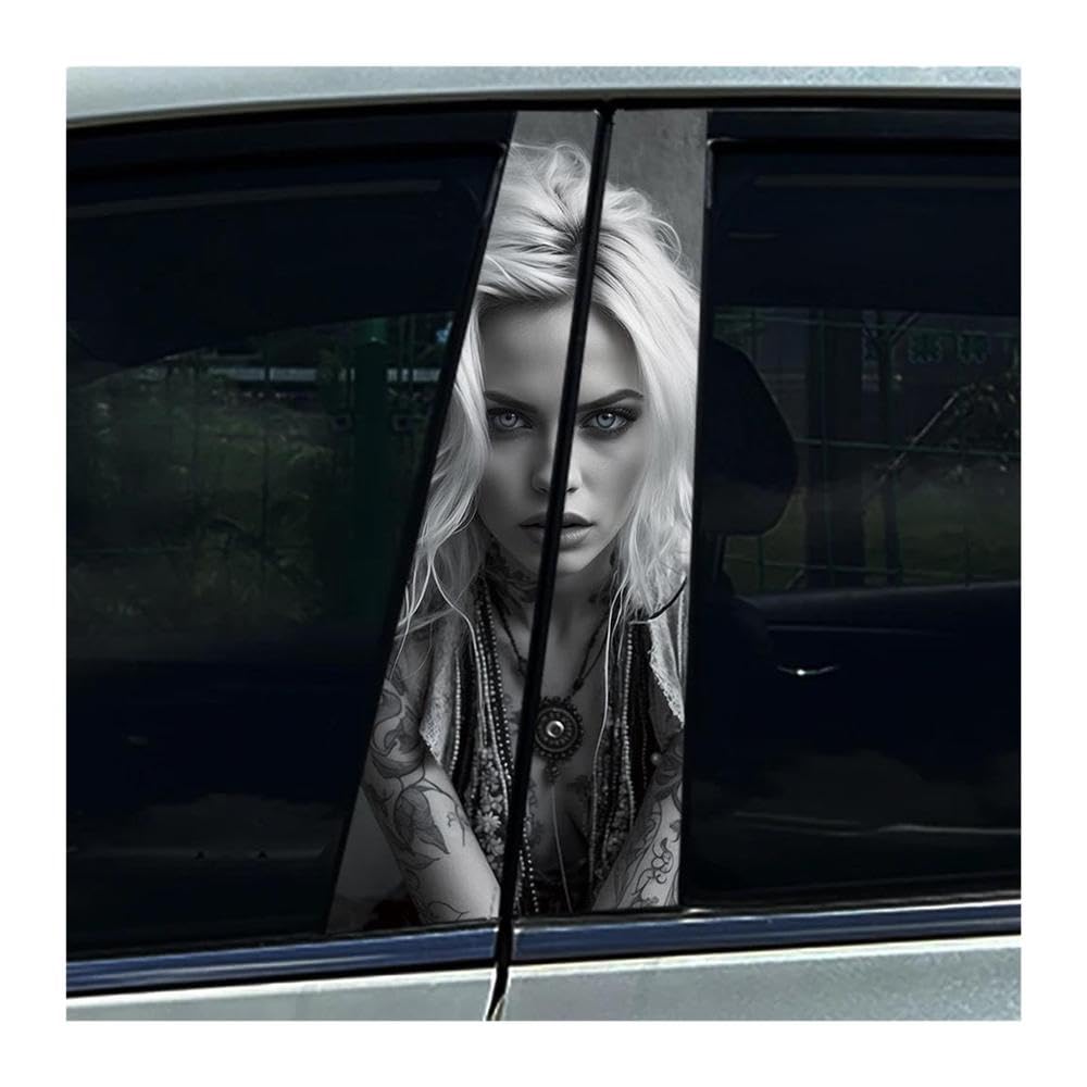 Decorative Items 2pcs Beauty Sexy Lady Car Center Pillar Sticker Auto B Pillar Protective Film Decoration Scratch Cover Sticker(C)