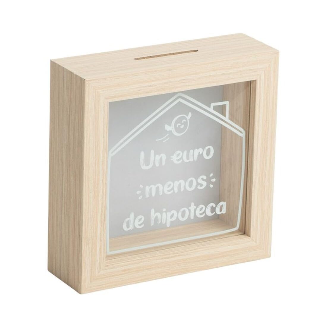 Hucha de Madera Decorativa Ahorro Hipoteca Casa, 15x15x5 cm