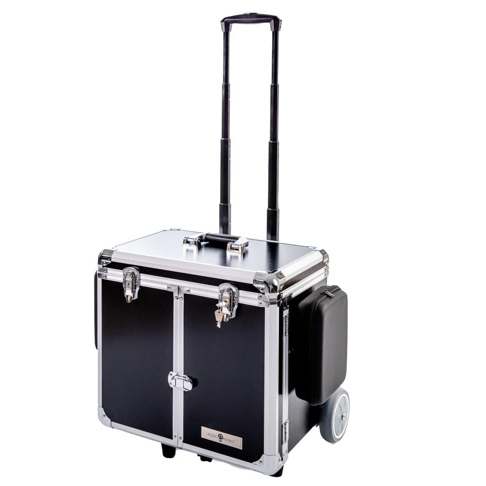 PodoMobile MIDI Fußpflegekoffer mit Trolley und 2 Steckdosen - Schwarz