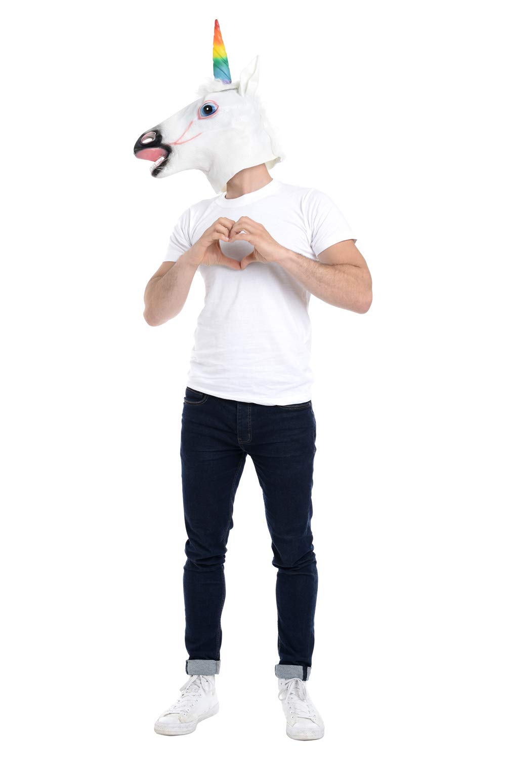 Zac's Alter Ego Large Latex Unicorn Head Mask with Rainbow Horn