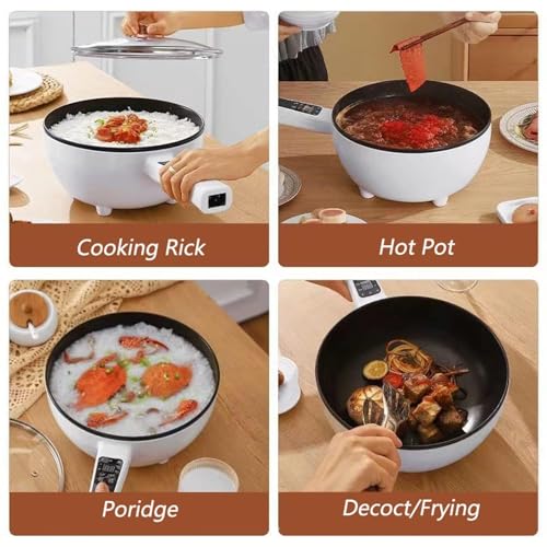 Image of 3L Electric Frying Pan & 4L Steamer | Multifunctional Portable 1500W Non-Stick Pot for Cooking | Durable Heat Safe Handle | Touch Control Panel | Includes a Spatula (STANDARD)