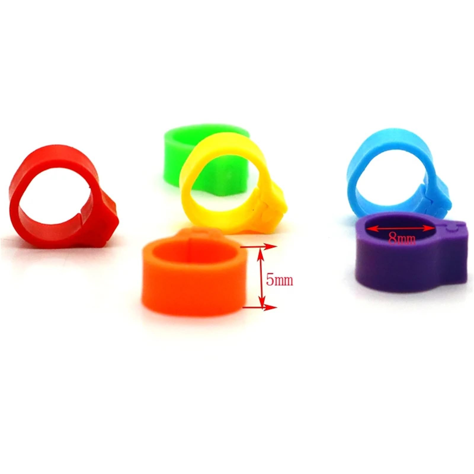 Bandas de identificación de pollo, anillos de pie de paloma, bayoneta, paquete de 100, multicolor para una fácil identificación
