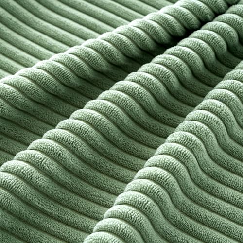 Image of MIULEE Boho Farmhouse Throw Pillow Covers 18x18 Inch Set of 4 Mordern Nordic Cushion Covers Soft Corduroy Spring Home Decor for Couch Bed Sofa Living Room Sage Green