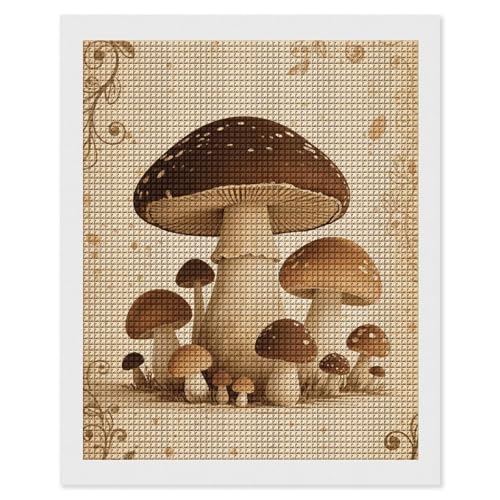 Peinture diamant champignon vintage pour décorer le salon et le bureau avec FodPand
