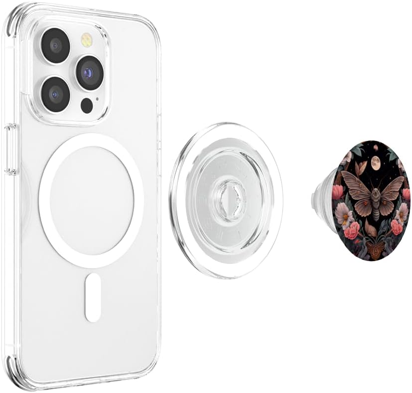 Moth Moon Flowers Astrology Celestial PopSockets MagSafe PopGrip for iPhone
