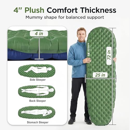 Image of Elegear CumbreX Sleeping Pad for Camping with 9 R-Value, Ultralight Camping Sleeping Mat for All Seasons, Insulated Backpacking Sleeping pad, Ripstop Camping Mattress for Outdoor Hiking Tent