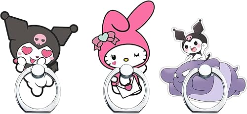 Soporte para anillo de teléfono, divertido soporte para teléfono de gatito, soporte para teléfono, soporte de agarre de dedo de rotación de 360