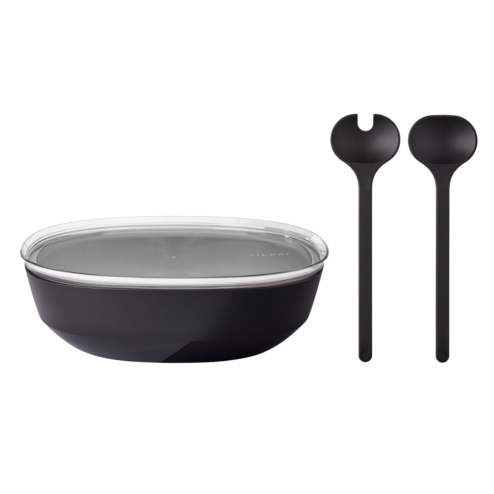 Mepal Service à salade Silueta - Bol de service avec couvercle (4000 ml) avec couverts à salade (28,5 cm) - Vaisselle de service d'extérieur - Passe au lave-vaisselle et au micro-ondes - Plastique