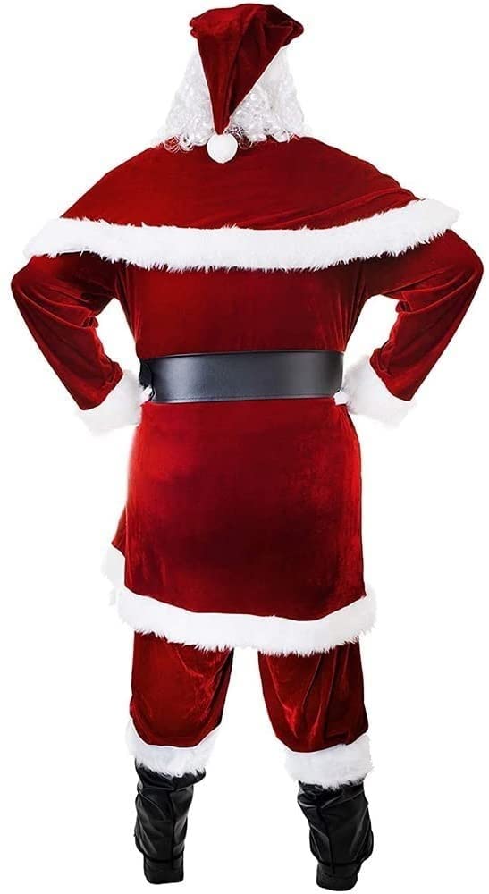 Costume da Babbo Natale da 12 Pezzi Costume da Babbo Natale da Babbo Natale per Adulti Costumi in Maschera di Natale Costume da Babbo Natale in Velluto Deluxe X-Large