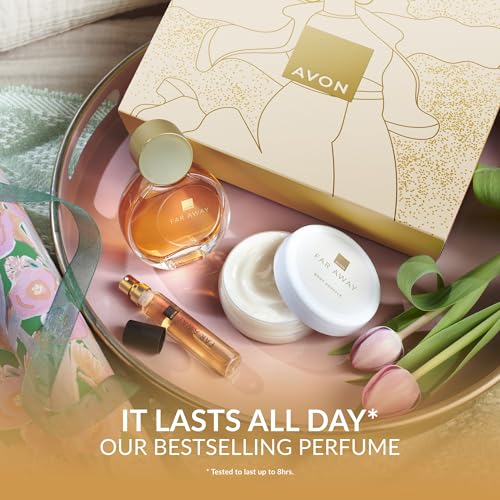 Avon Far Away Original for Her Three Piece Gift Set with Eau de Parfum 50ml, Body Souffle 75ml and Purse Spray 10ml in a Gift Box, Oriental and Floral Scent Notes, Long Lasting Formula, Cruelty Free - Image 6