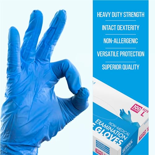 Image of Nitrile Gloves, 4mil-100 Count, Gloves Disposable Latex Free, Disposable Gloves for Household, Food safe (10 Box L)