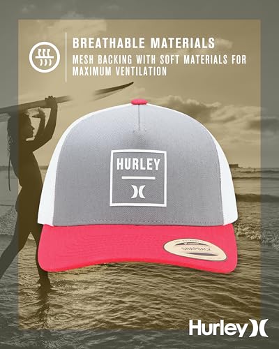 Image of Hurley Mens Trucker Hat - Flexible Quick Dry Fairway Mesh Trucker Hat for Men with Snapback Closure - Classic Mens Caps