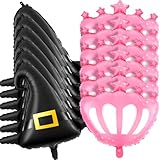 AmazingSpark 12 Pcs Wicked Party Decorations, 6 Pcs Black Witch Hat Balloon and 6 Pcs Pink Princess Crown Balloon for Wicked Birthday Party Decorations Supplies