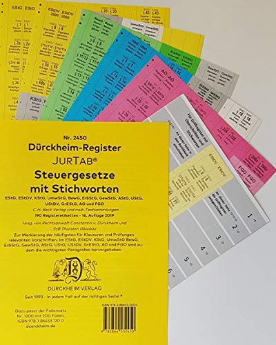 DürckheimRegister® STEUERGESETZE mit Stichworten (2020): 190 Registeretiketten (sog. Griffregister) STEUERGESETZE mit STICHWORTEN • Für deine EStG, ... In jedem Fall auf der richtigen Seite®